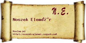 Noszek Elemér névjegykártya